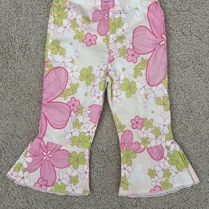 Floral Pink Bell-Bottom Pants.  Size 3T